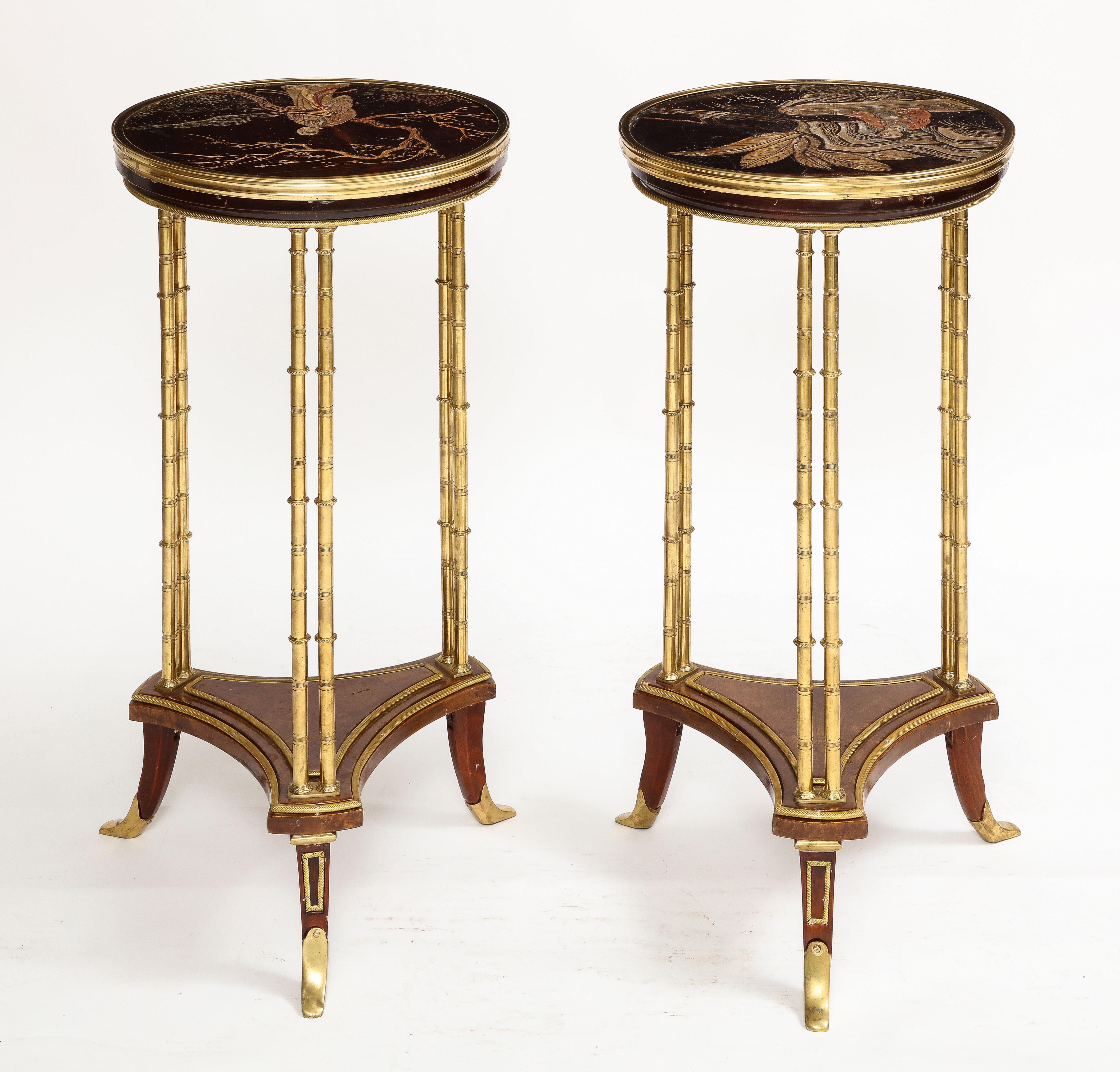 Pair Maison Jansen Style French Chinoiserie Gueridon Side Tables In Good Condition In New York, NY