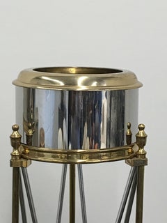 Pair of Maison Jansen Style Steel and Brass Jardinière / Planter Stands