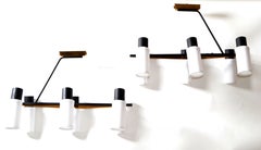 Coppia Maison Lunel Lampadario a 6 luci in acciaio nero e ottone Mid-Century Modern 1960