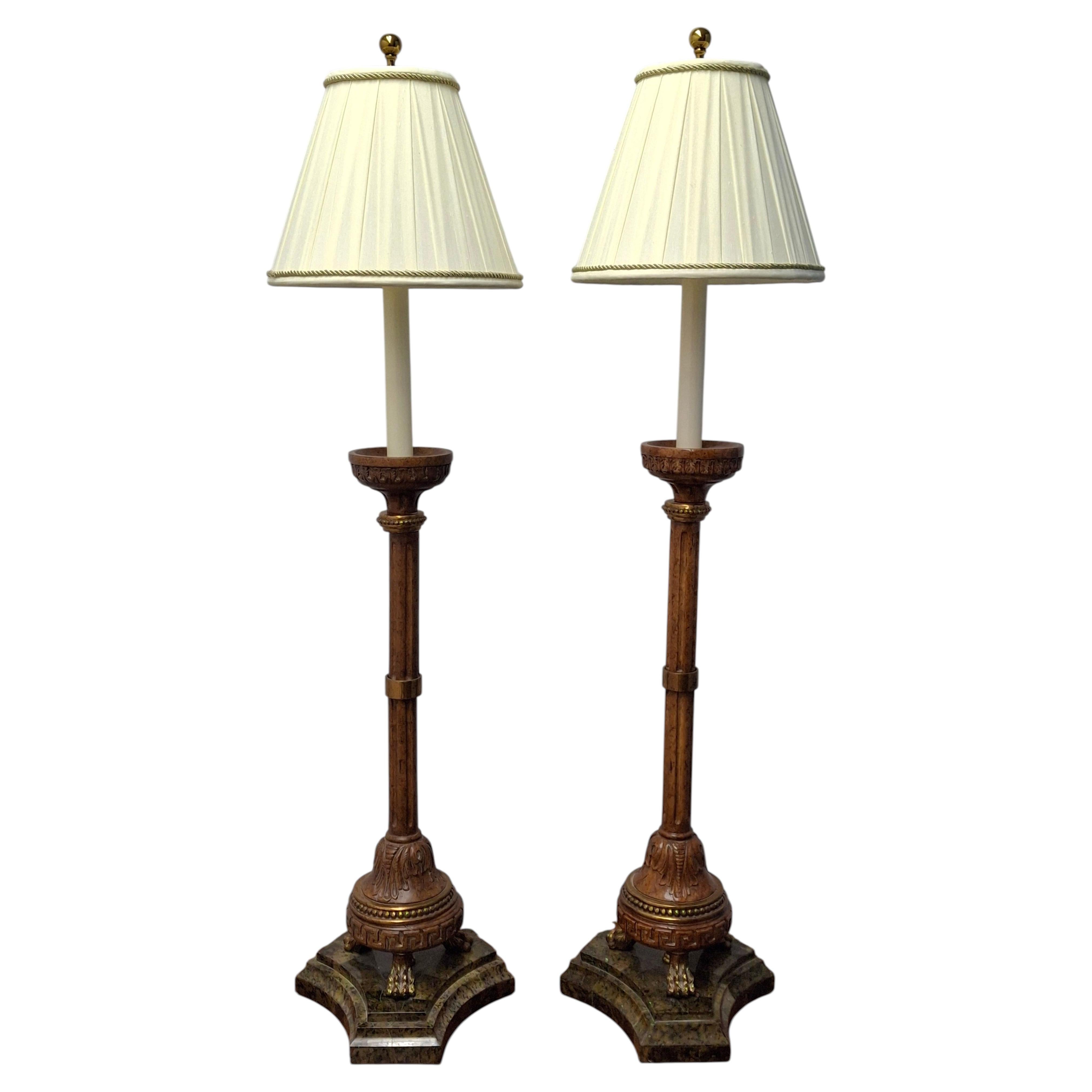 Pair Maitland-Smith Candlestick Form Buffet Lamps