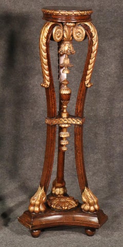 Pair of Maitland Smith Carved Mahogany Faux Tortiseshell Gilded Pedestals