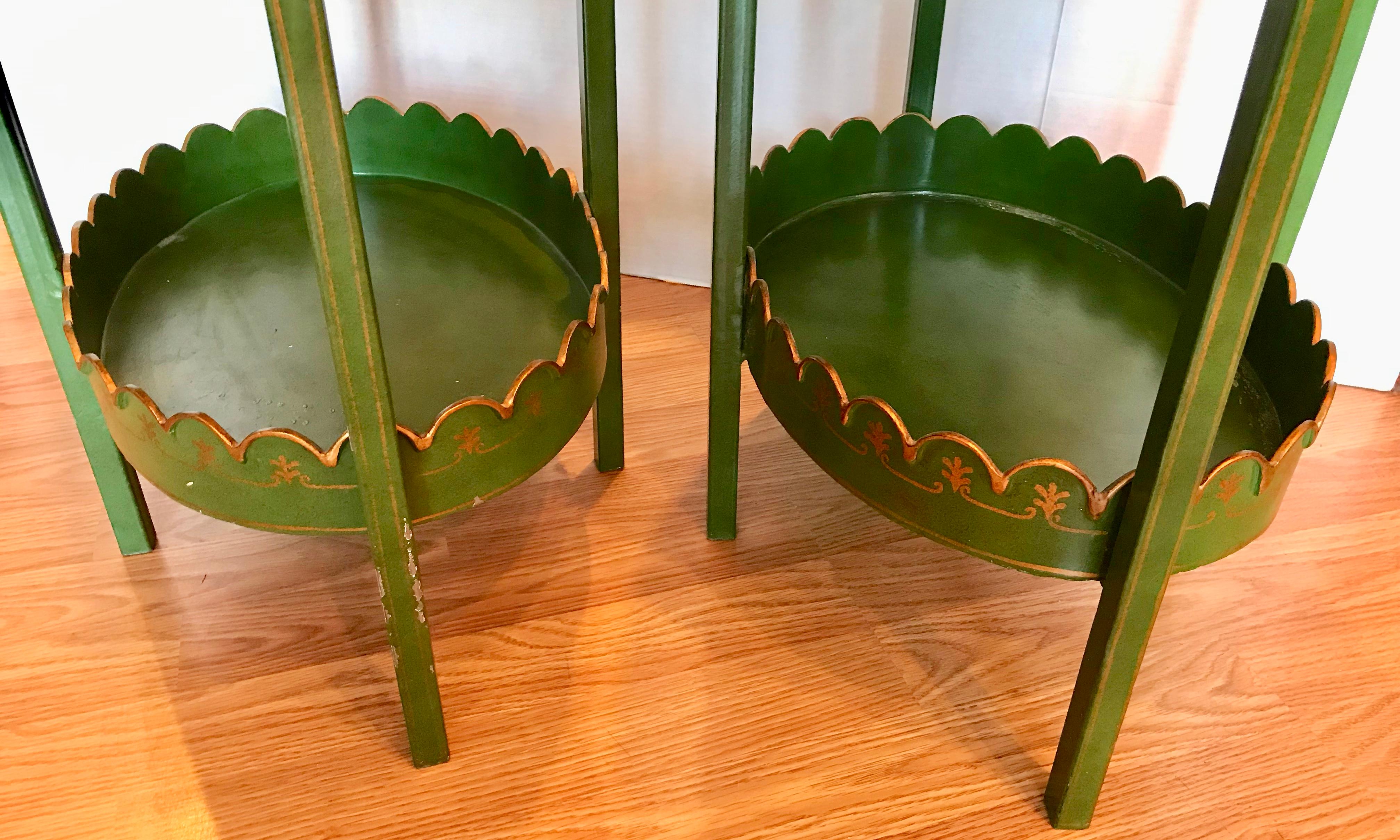 Pair of Maitland Smith Hand Painted Tole Tables 5