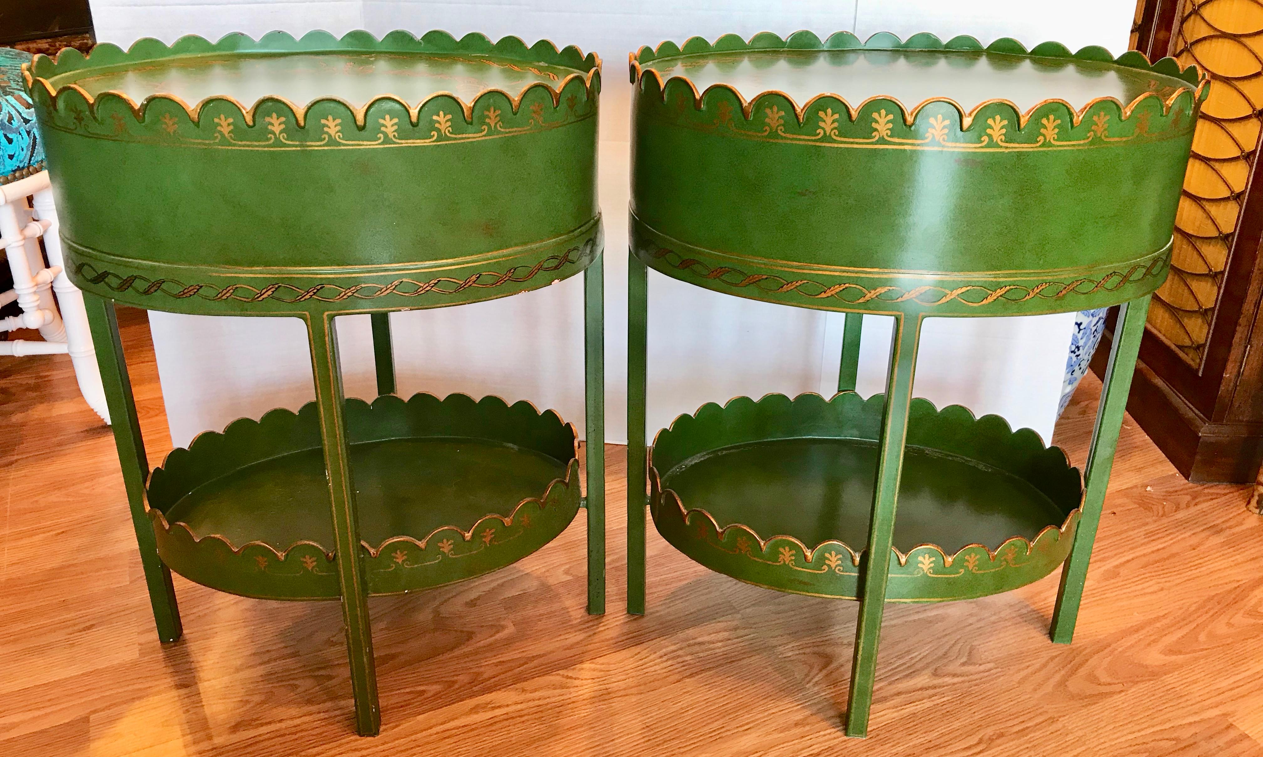 Pair of Maitland Smith Hand Painted Tole Tables 6