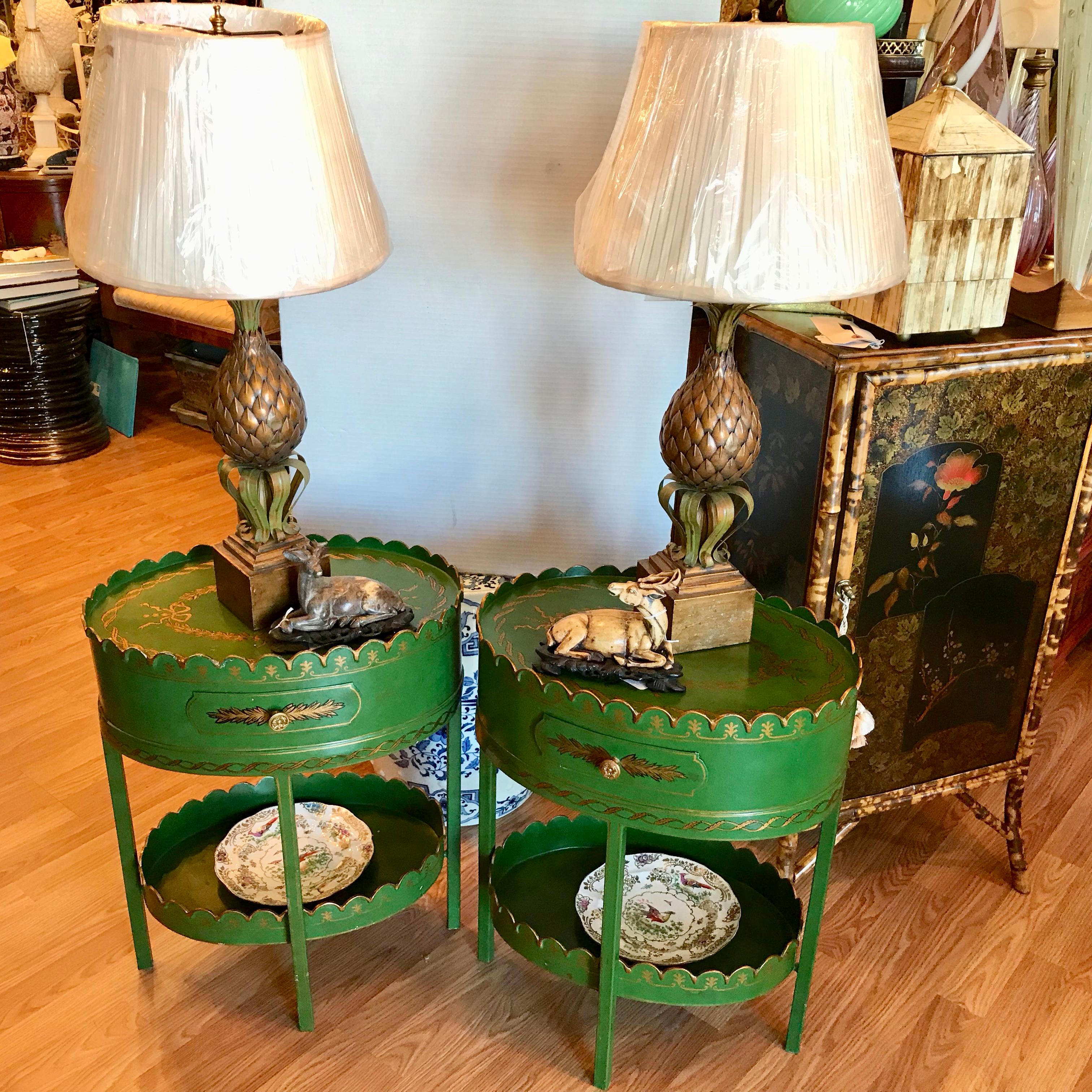 Pair of Maitland Smith Hand Painted Tole Tables 13