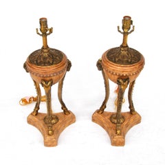 Pair of Maitland-Smith Neoclassical Ram Head Table Lamps