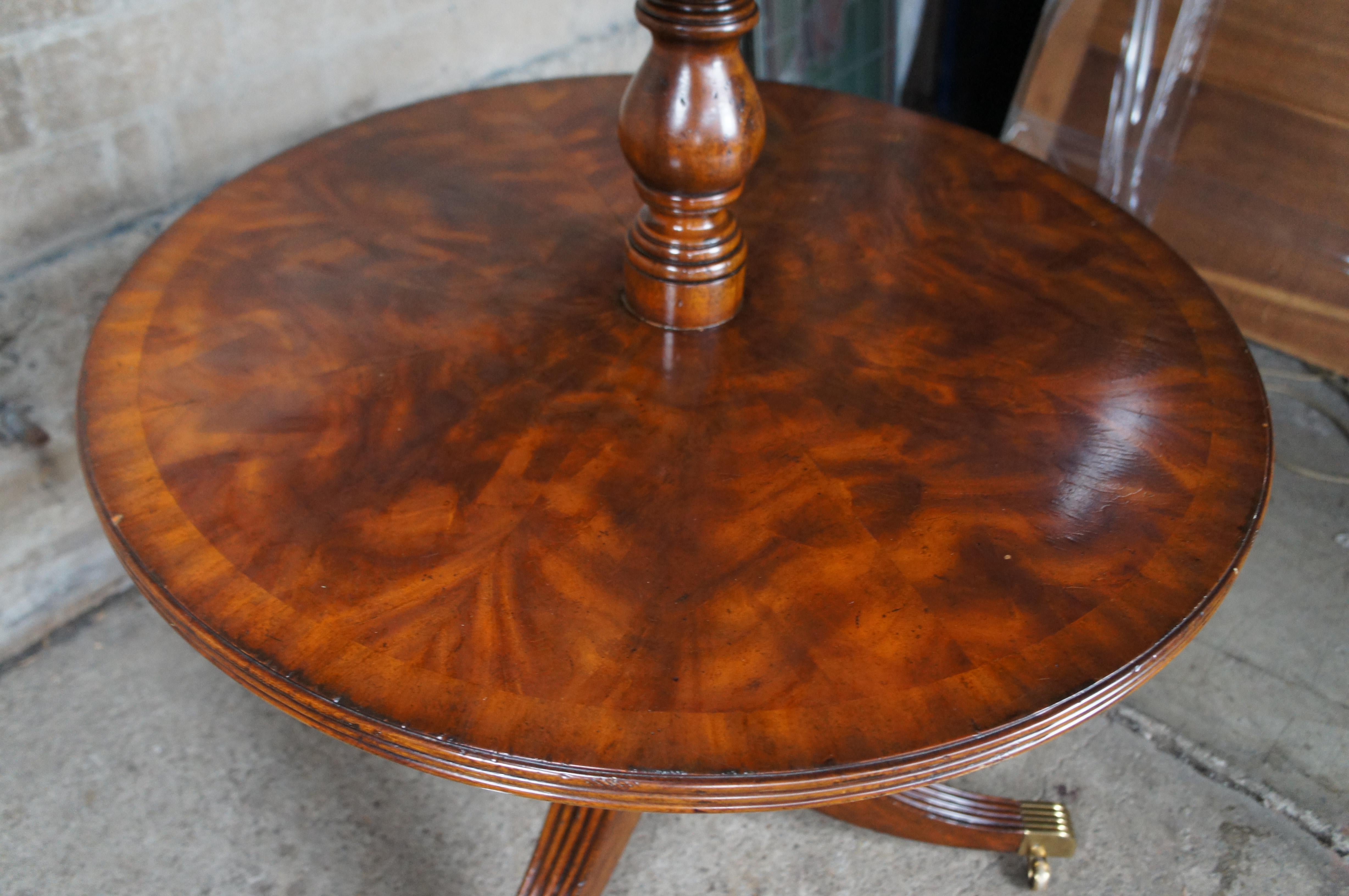 Pair Maitland Smith Regency Flame Mahogany Large Tiered Dumbwaiter Side Tables For Sale 6