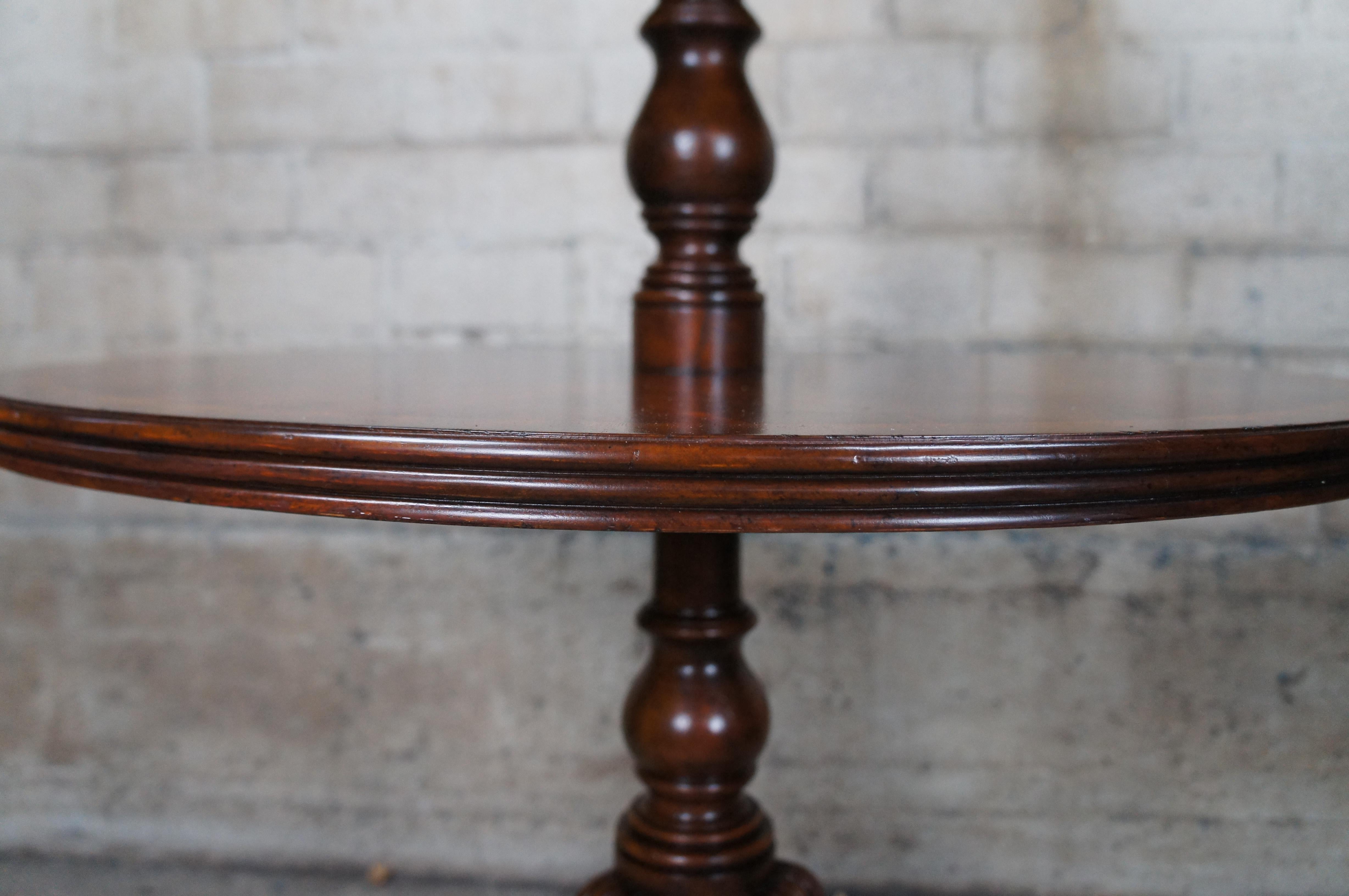 Pair Maitland Smith Regency Flame Mahogany Large Tiered Dumbwaiter Side Tables For Sale 7