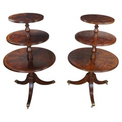 Coppia di tavolini a cassettoni in mogano Maitland Smith Regency Flame