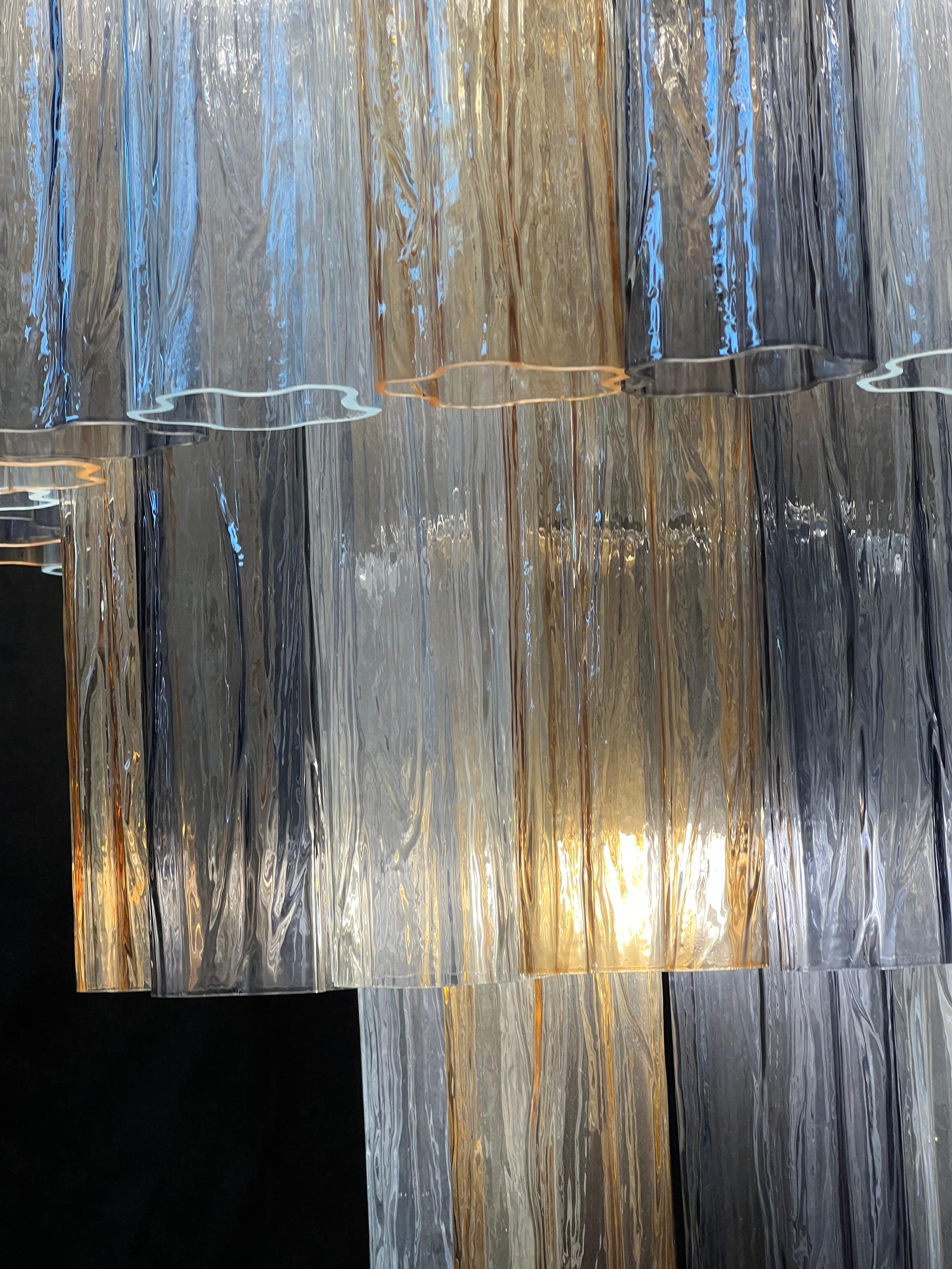 Pair Majestic Gold Fumé and Clear Murano Chandeliers by Valentina Planta For Sale 7