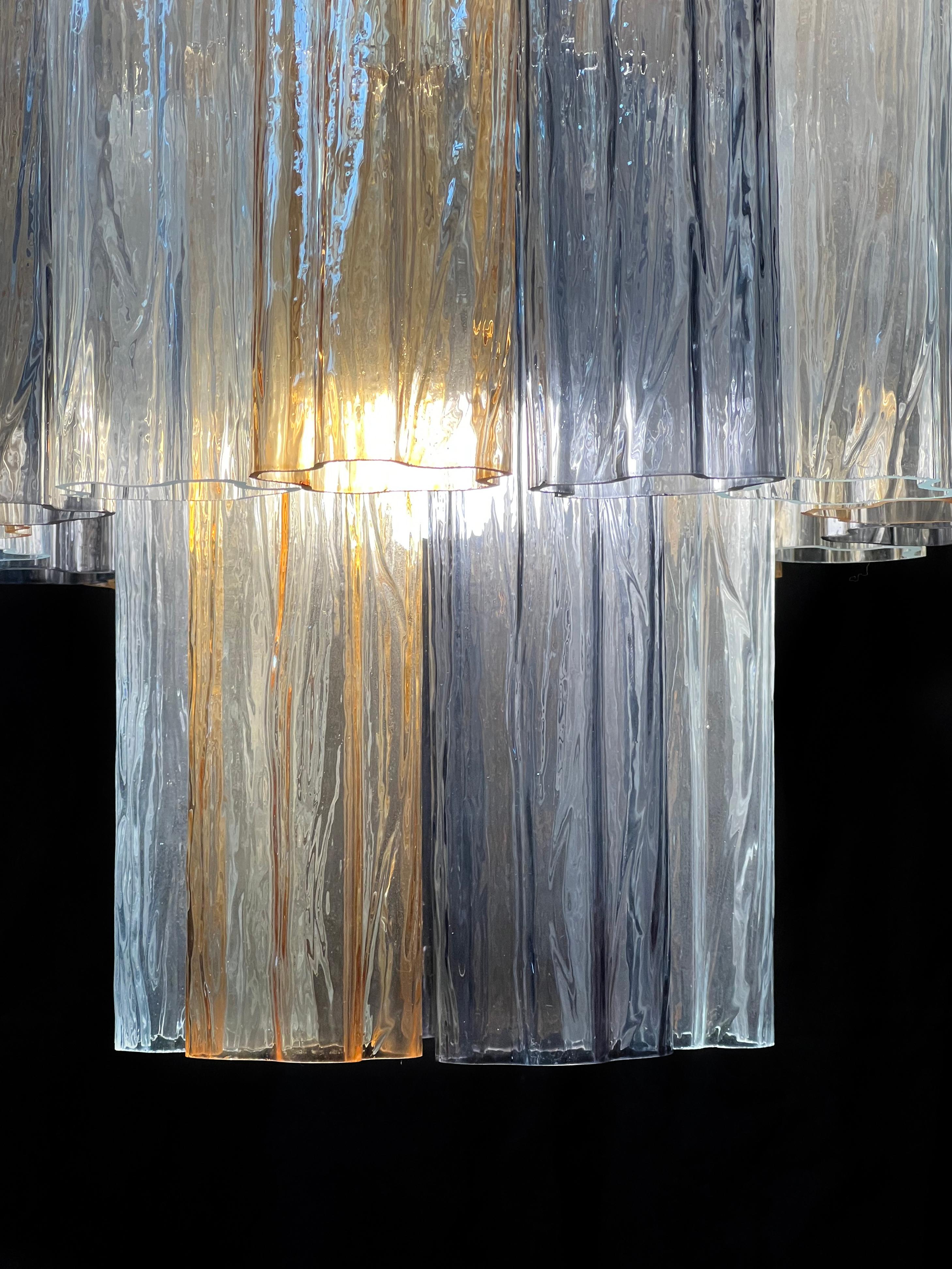Pair Majestic Gold Fumé and Clear Murano Chandeliers by Valentina Planta For Sale 8