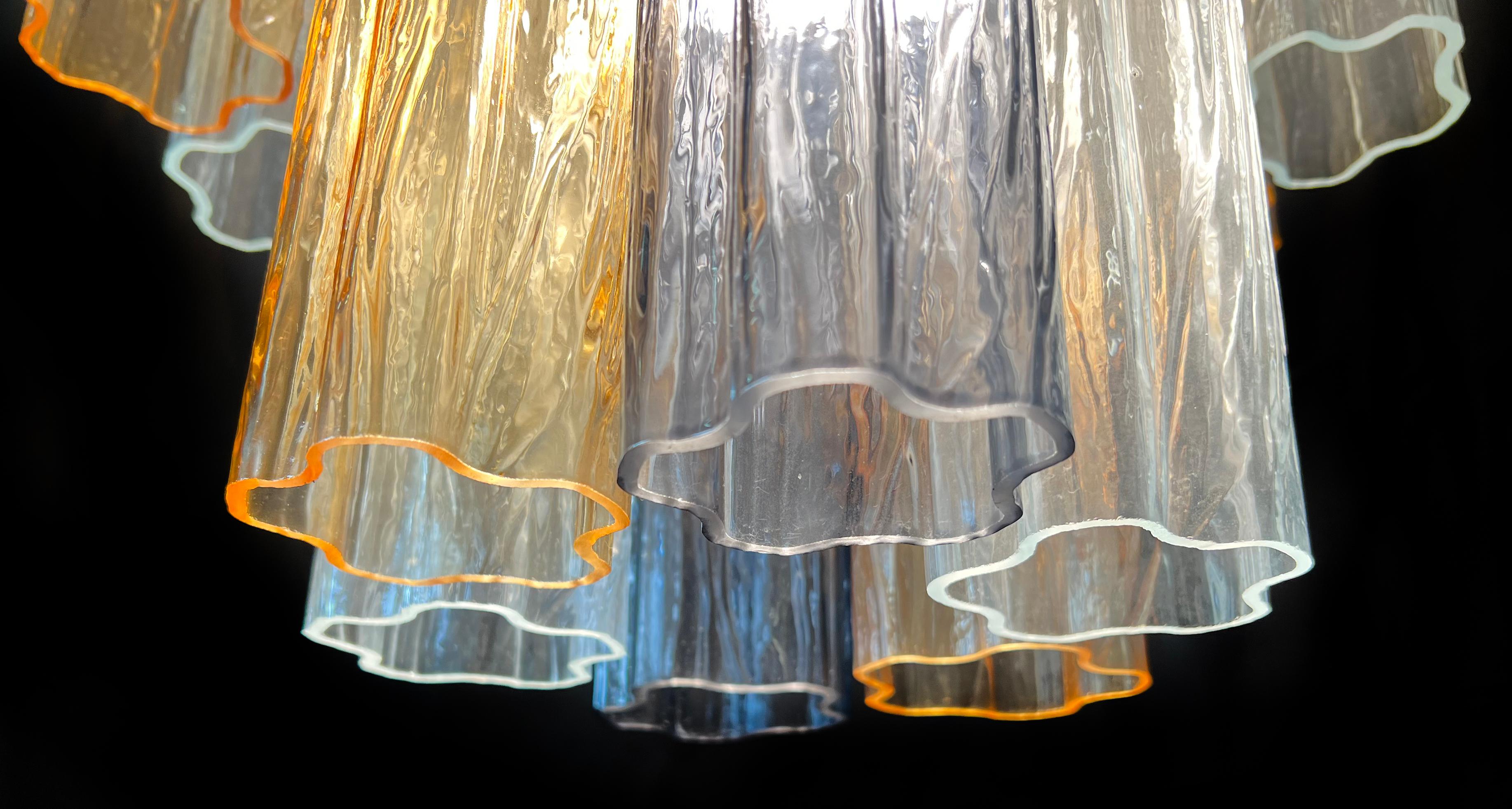 Pair Majestic Gold Fumé and Clear Murano Chandeliers by Valentina Planta For Sale 9