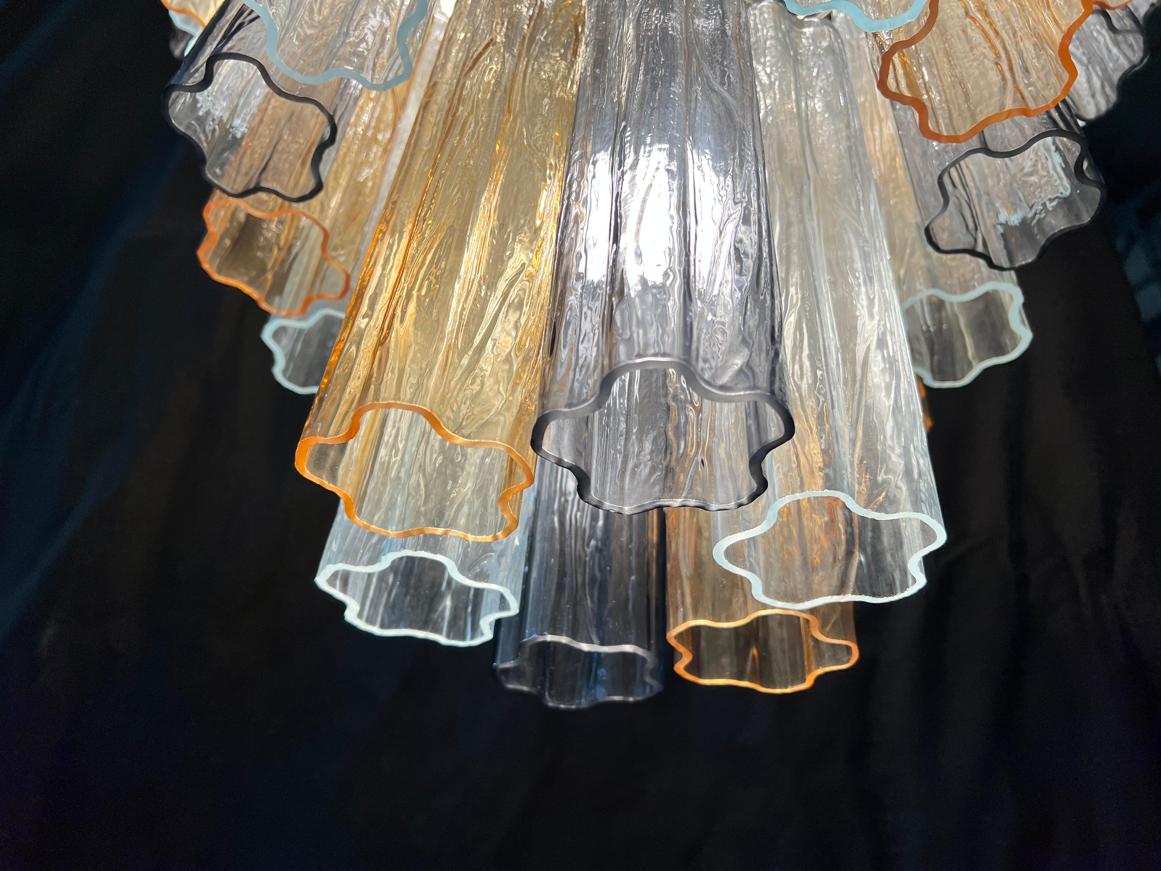 Pair Majestic Gold Fumé and Clear Murano Chandeliers by Valentina Planta For Sale 10