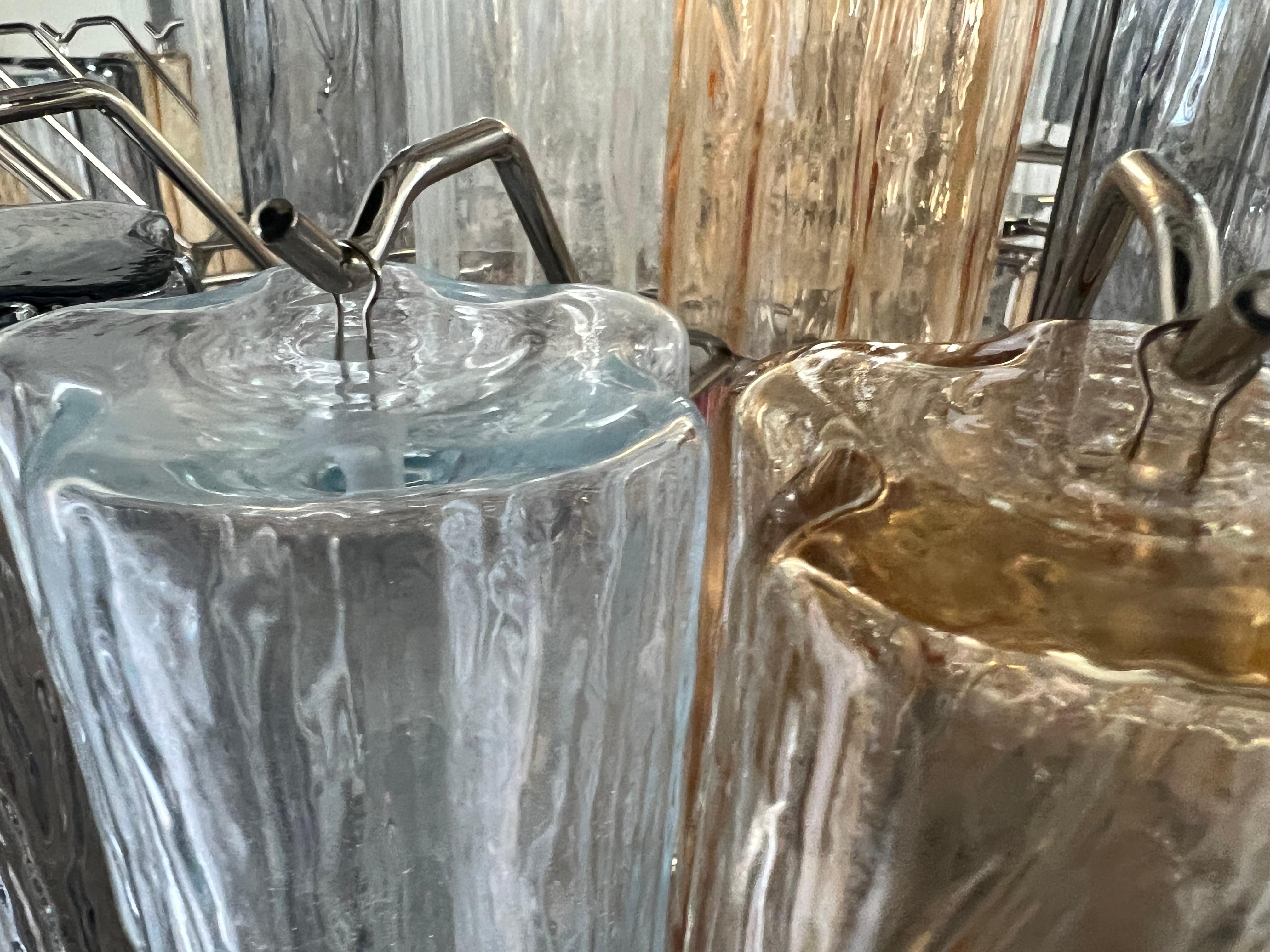 Metal Pair Majestic Gold Fumé and Clear Murano Chandeliers by Valentina Planta For Sale