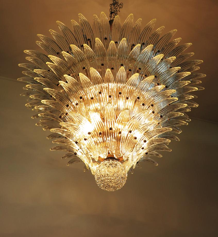 Pair of Majestic Italian Palmette Chandelier Barovier & Toso Style, Murano, 1980 6