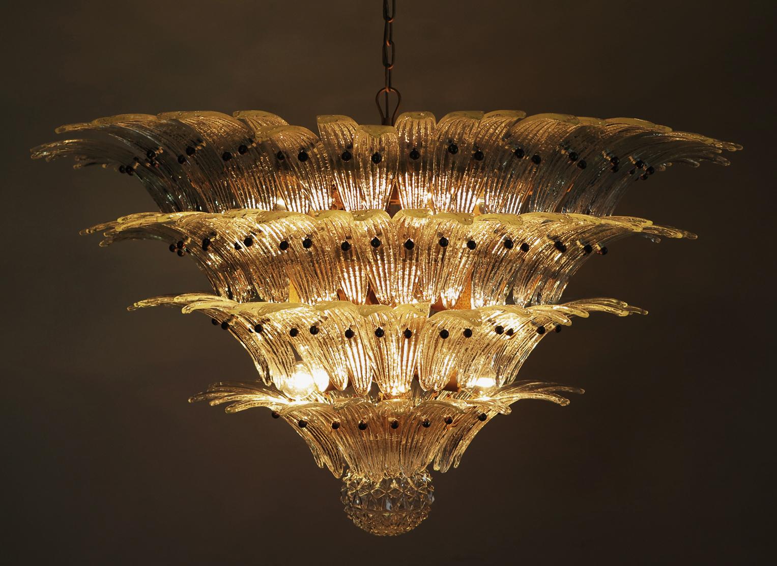 Pair of Majestic Italian Palmette Chandelier Barovier & Toso Style, Murano, 1980 1