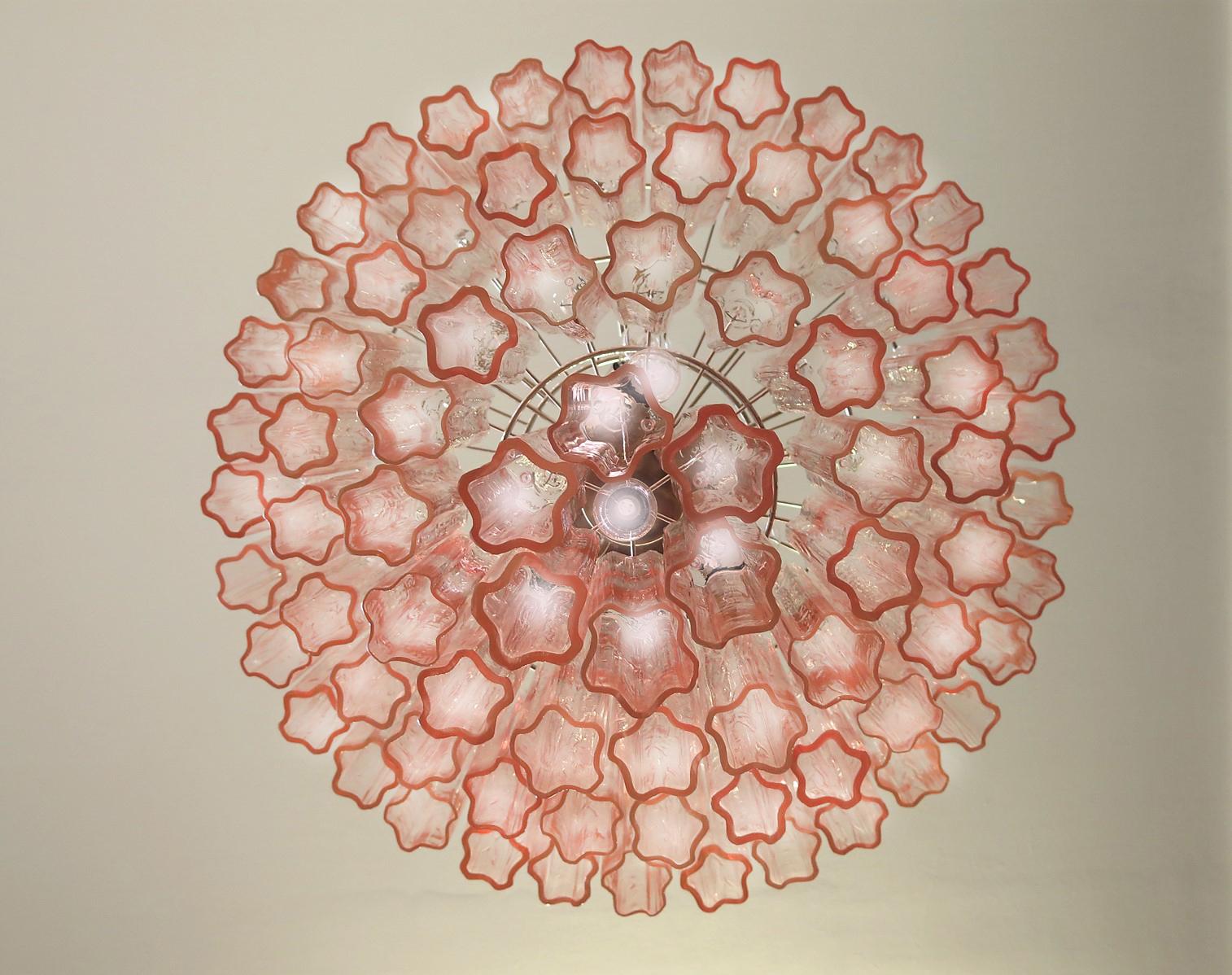 Coppia di lampadari di Murano rosa Majestic in vendita 6
