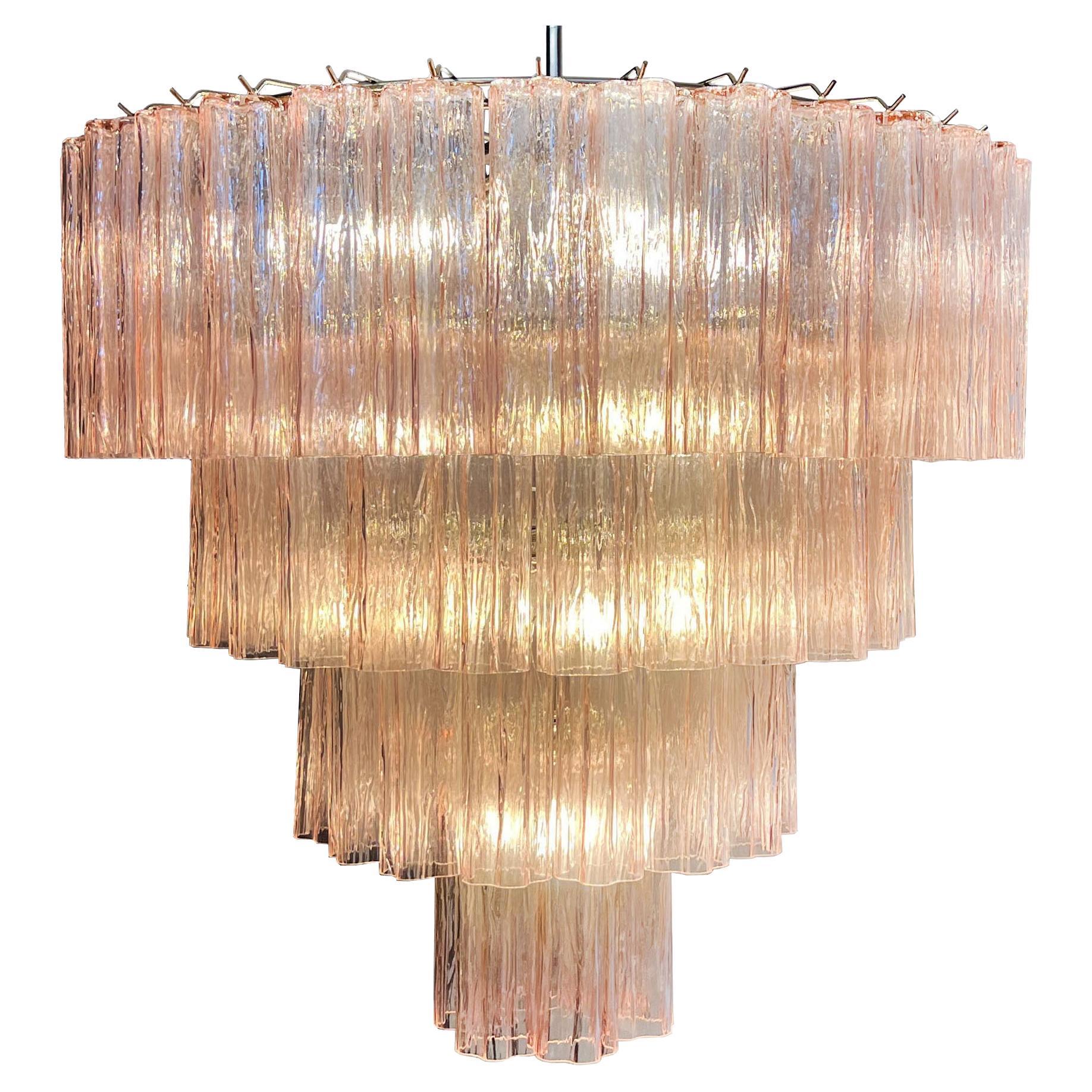 Pair Majestic Pink Murano Chandelier In Excellent Condition For Sale In Budapest, HU
