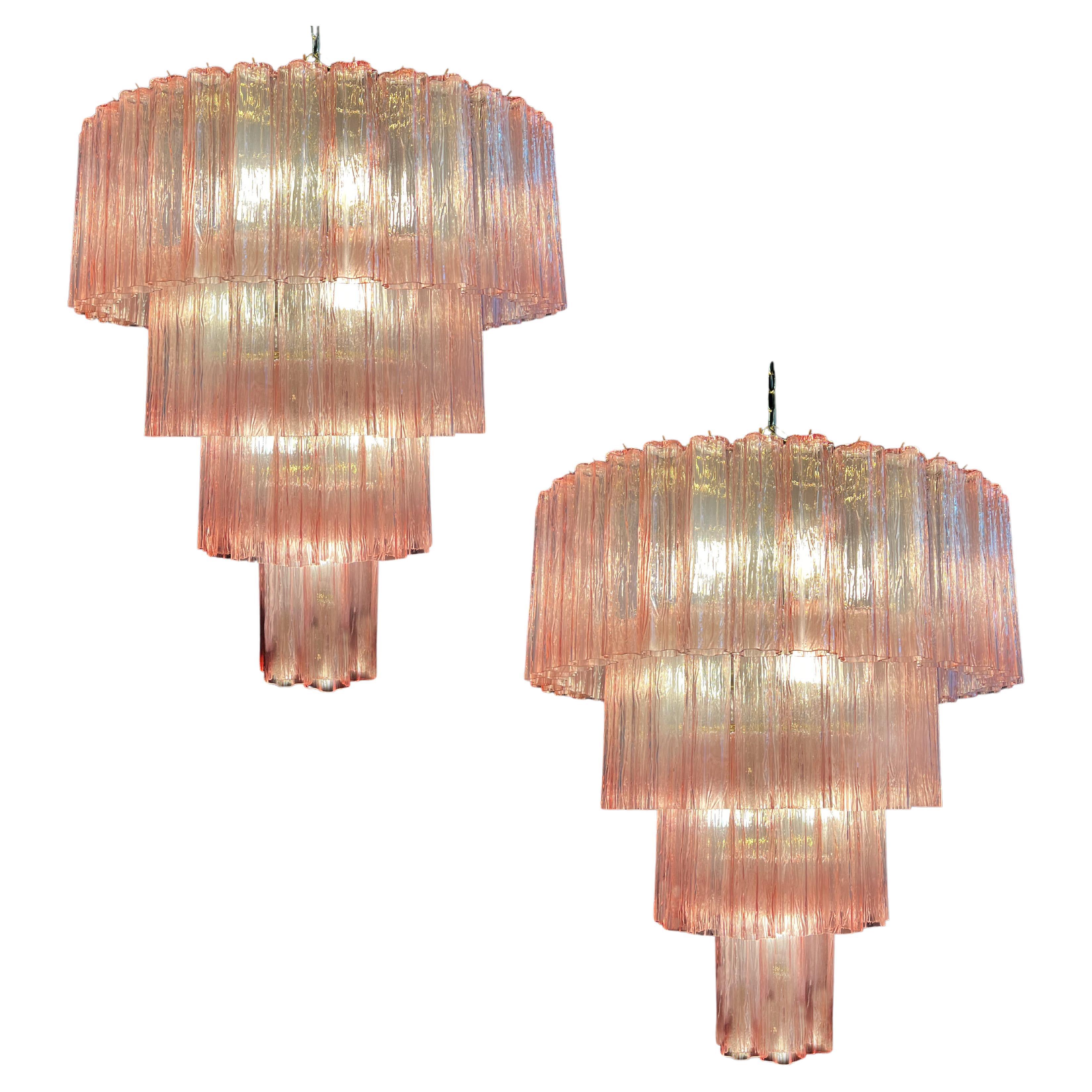 Pair Majestic Pink Murano Chandelier For Sale