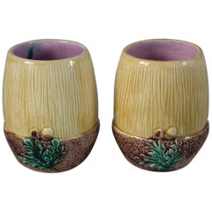 Pair of Majolica Acorn Tumblers