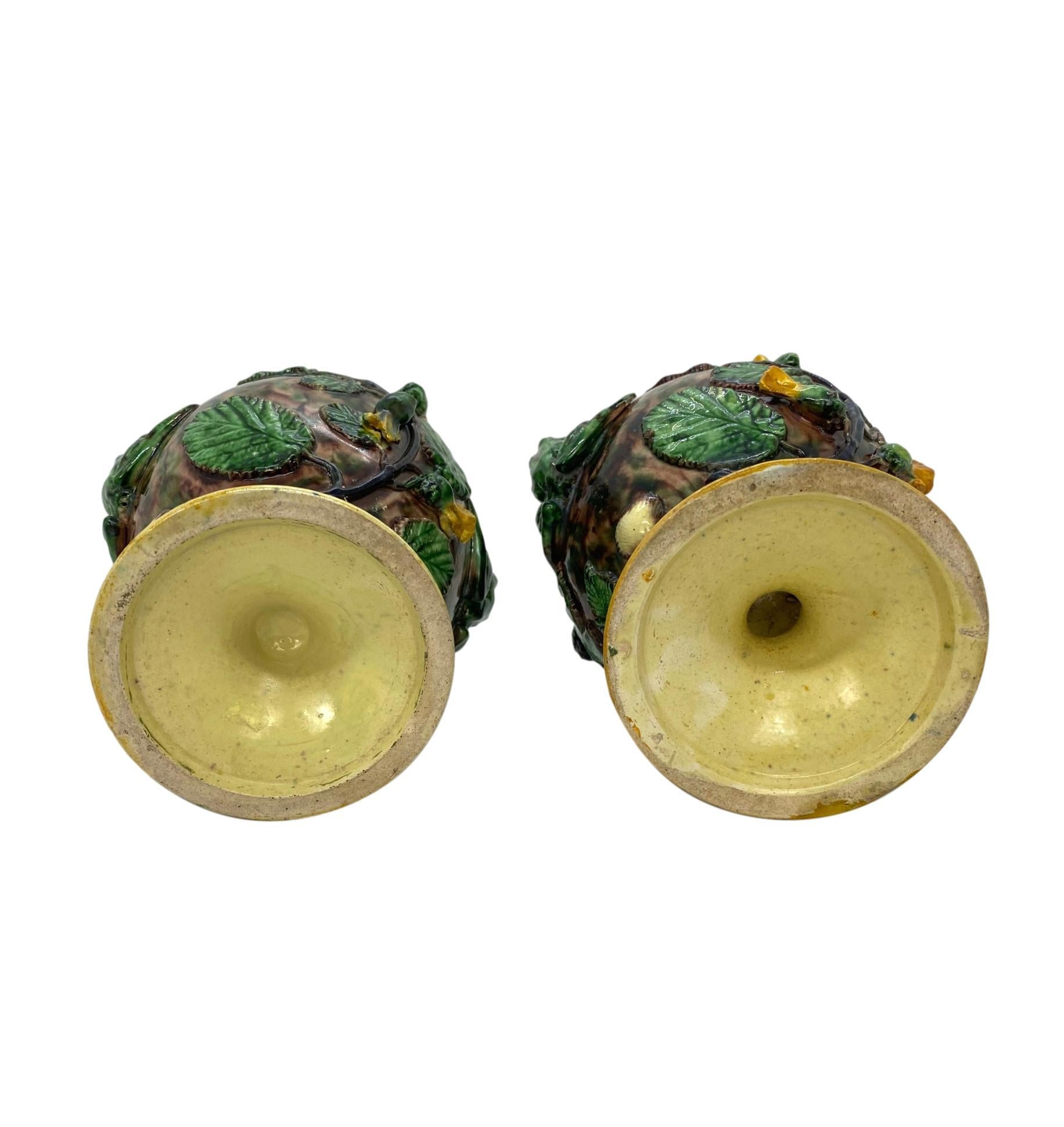 Pair of Majolica Palissy Ware Vases with Frogs, Thomas Sergent French circa 1885 8