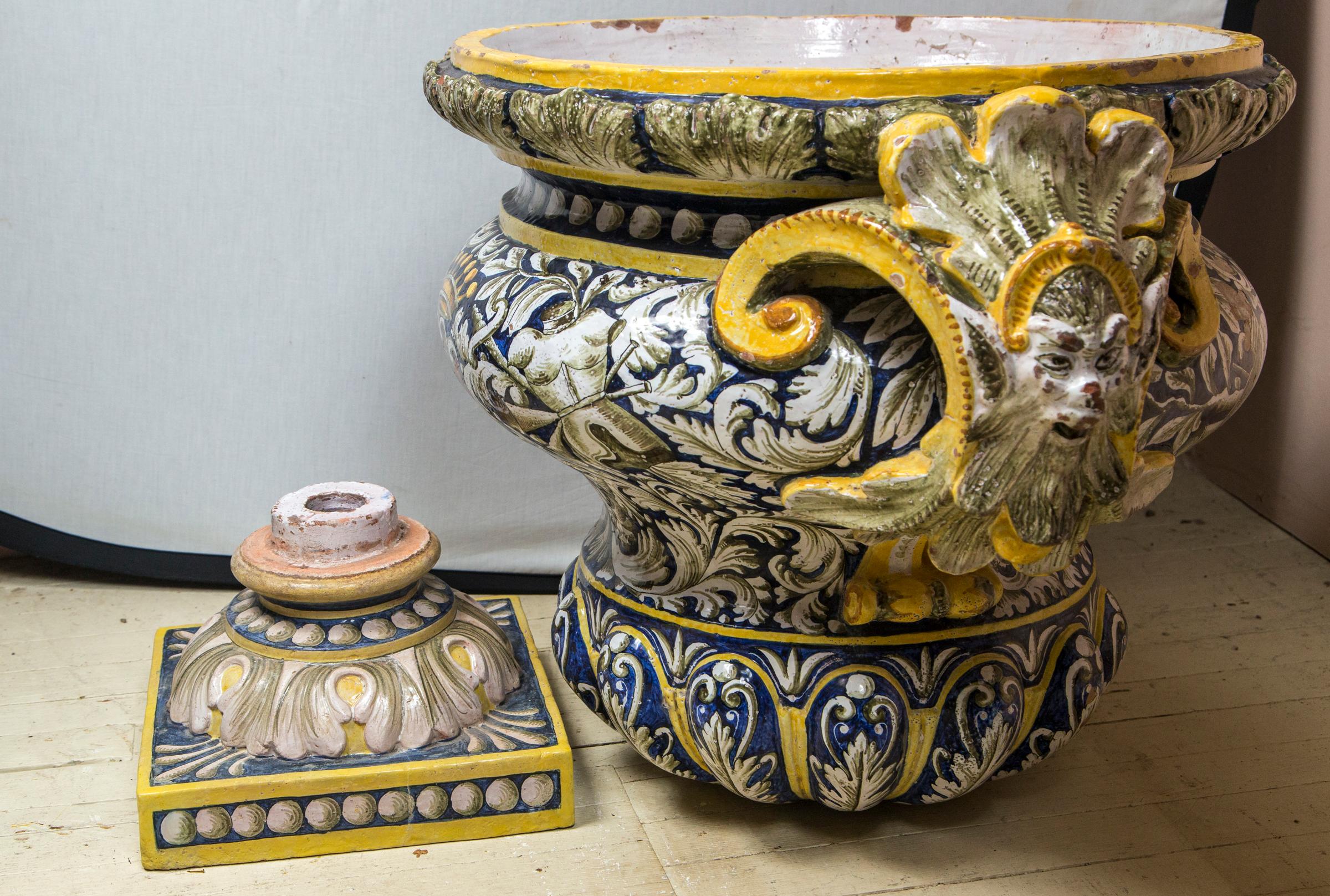 Pair of Majolica Planters For Sale 2