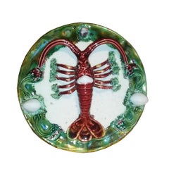 Pair of Majolica Palissy Lobster and Crab  Platters, circa 1940