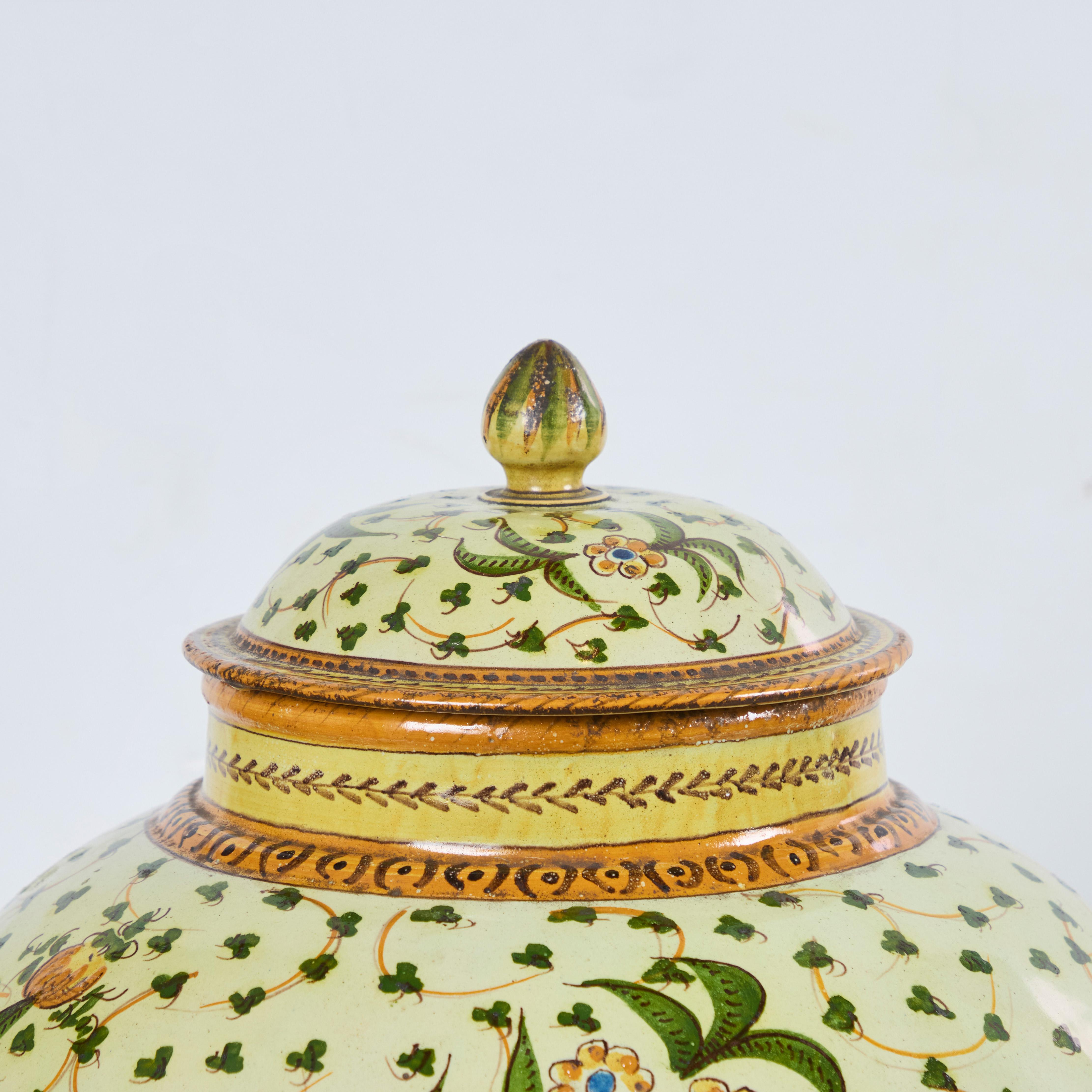 Pair Majolica Pottery Covered Jars 2