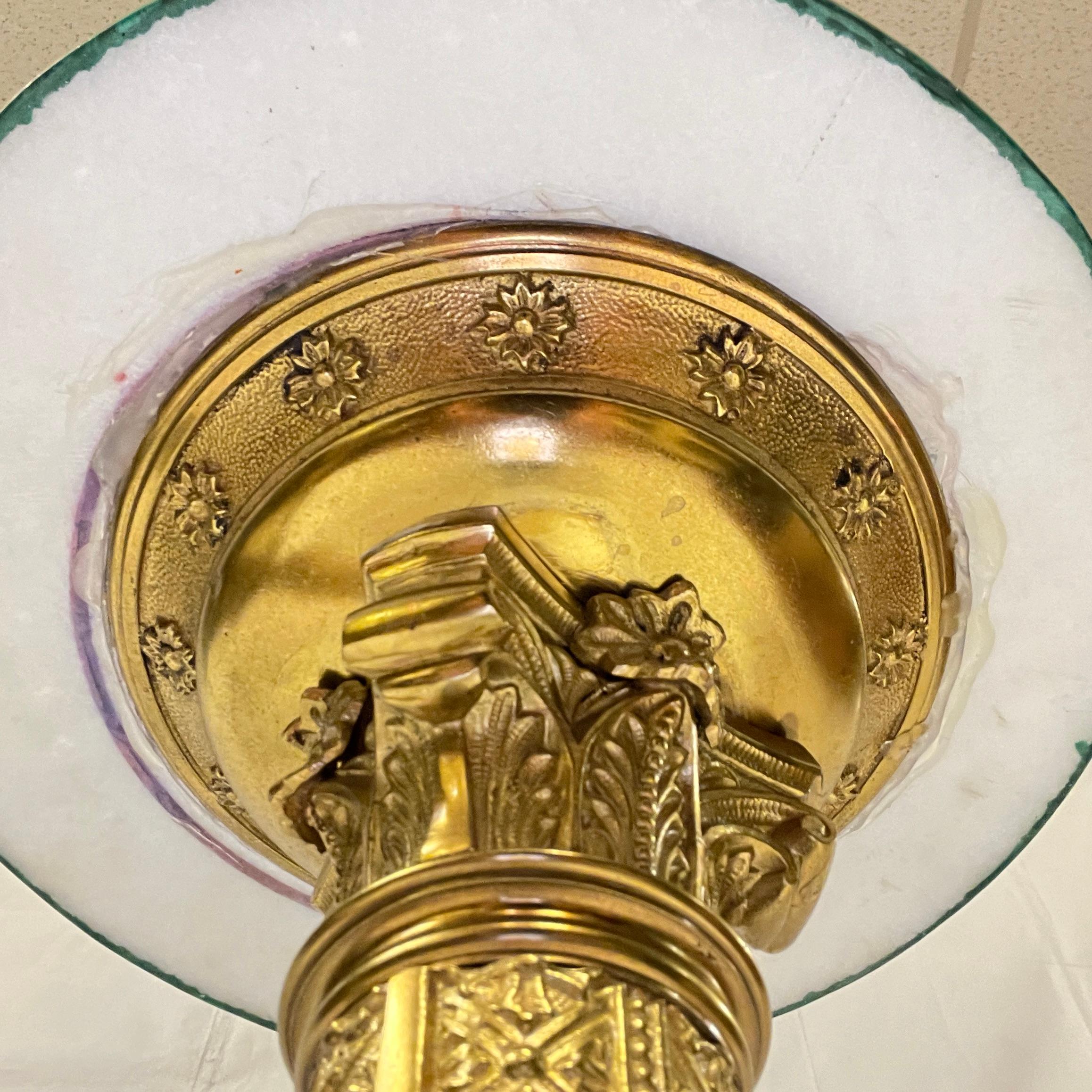Pareja de pedestales de malaquita y bronce dorado  o Soportes para plantas Dorado en venta