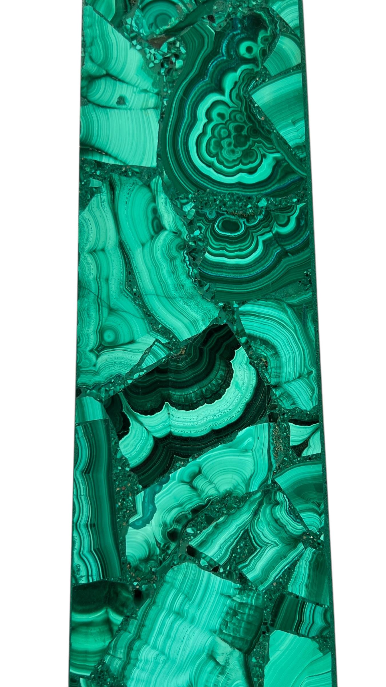 Unknown Pair Malachite Stone Obelisks For Sale