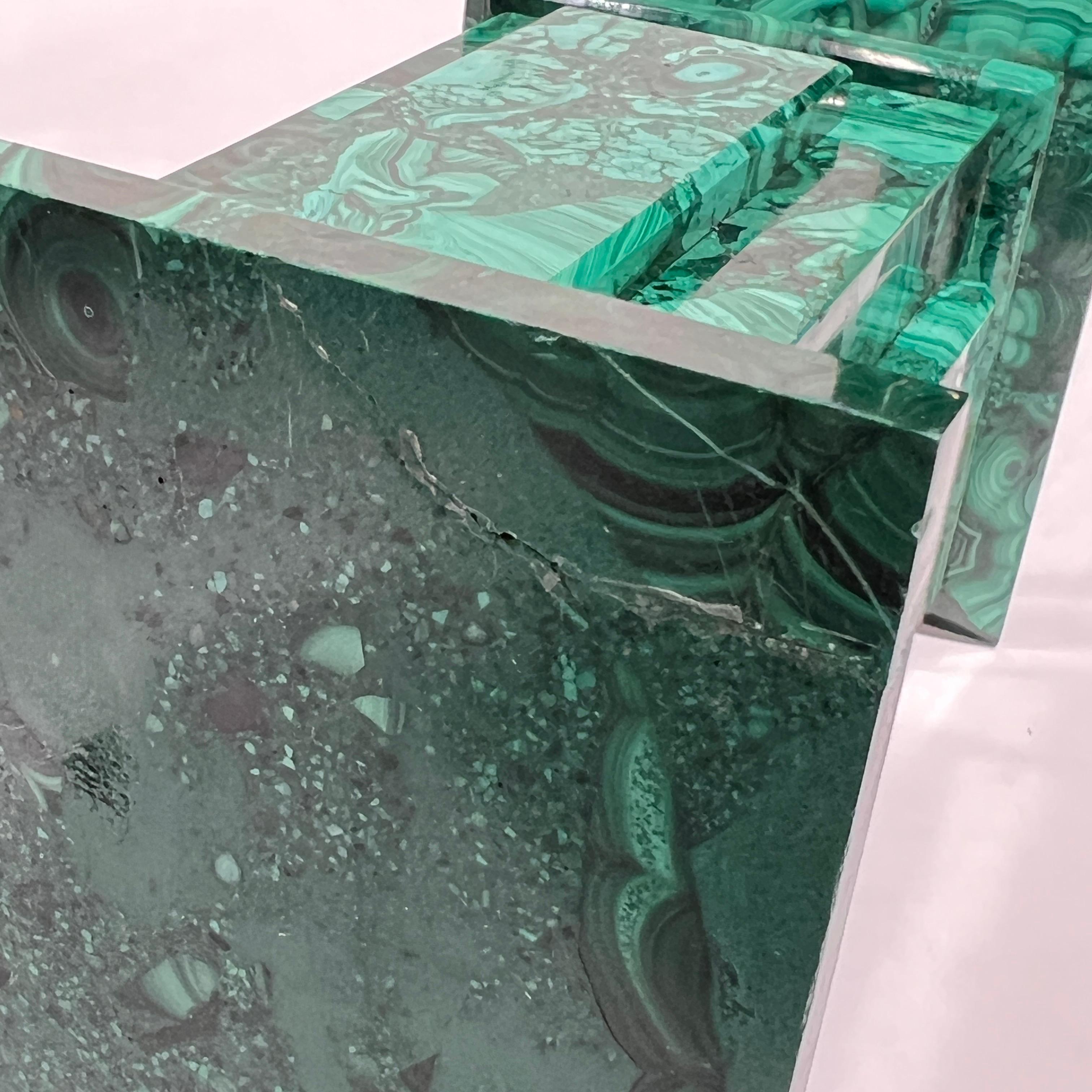 Pair Malachite Stone Obelisks For Sale 2