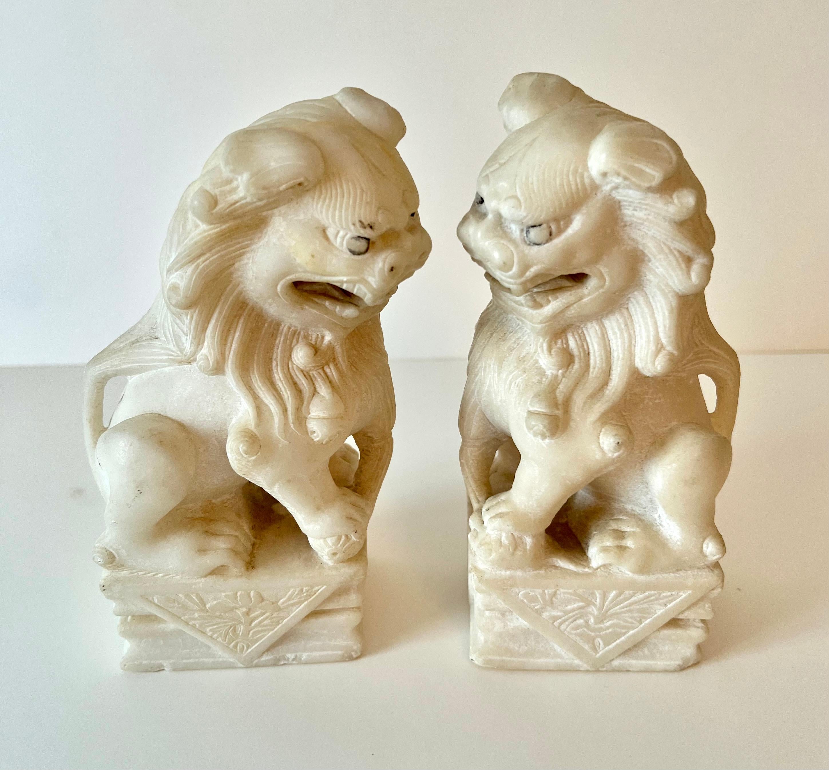 Pair Marble Foo Dogs For Sale 1