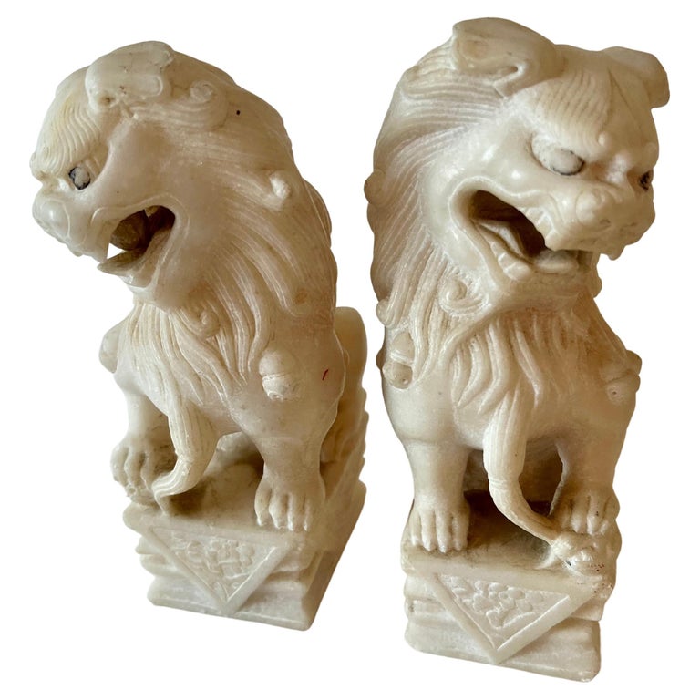 Pair Marble Foo Dogs For Sale at 1stDibs