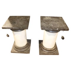Pair Marble Italian Ionic Style Palatial Pedestals