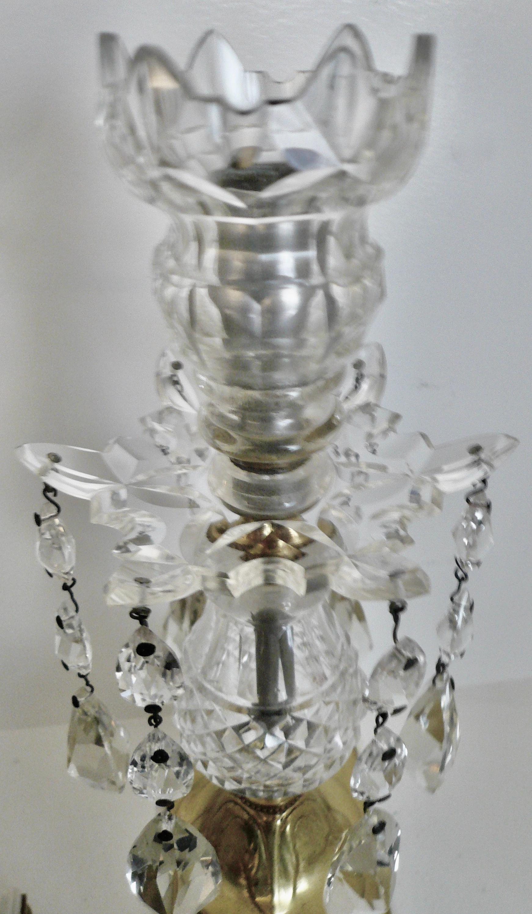 Paar Marmor-, Jaspis- und Kristalllüster oder Kerzenständer (18. Jahrhundert) im Angebot