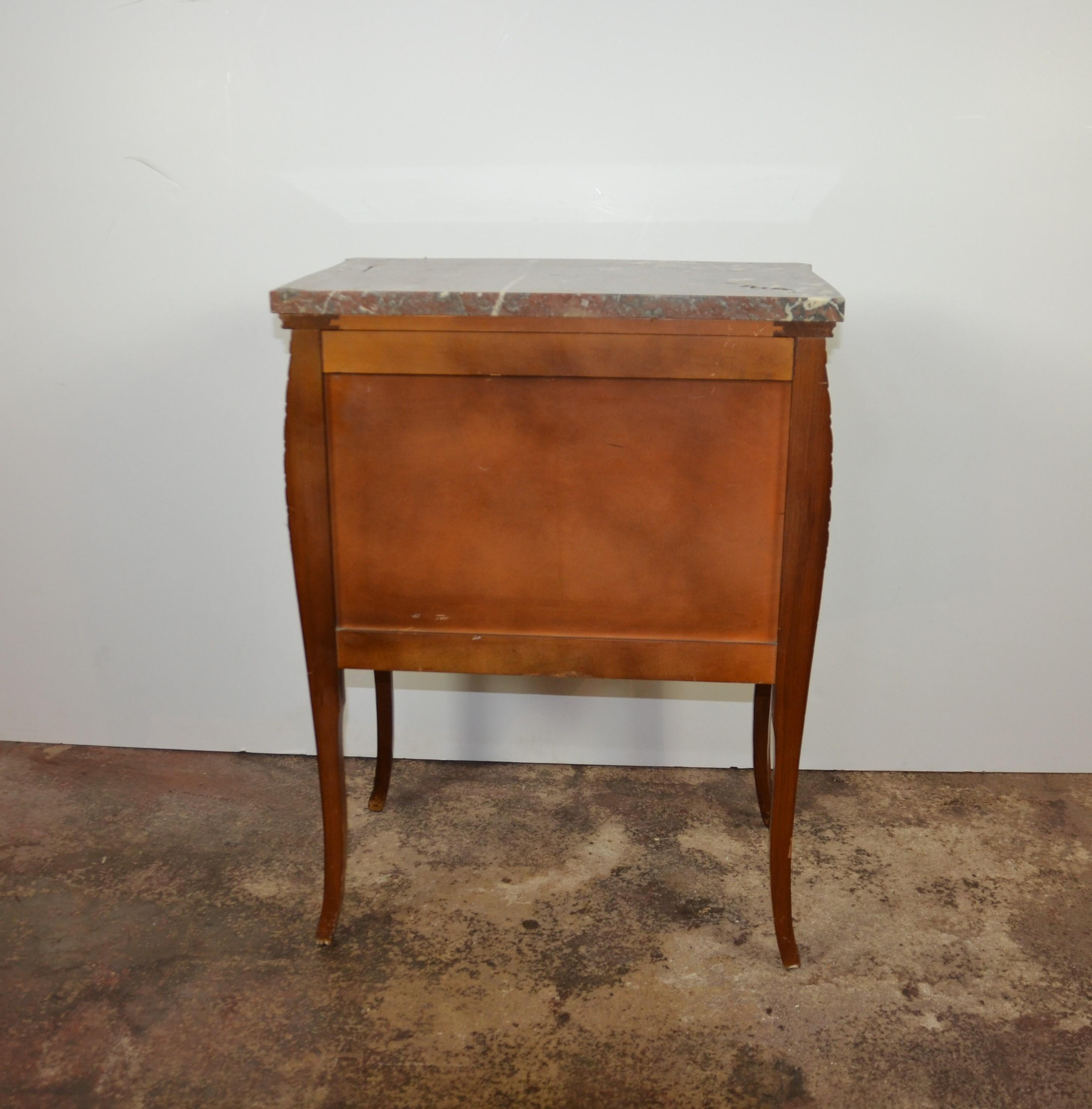 Mid-20th Century Pair Marble top Louis XV Nightstands / Chests of Drawers