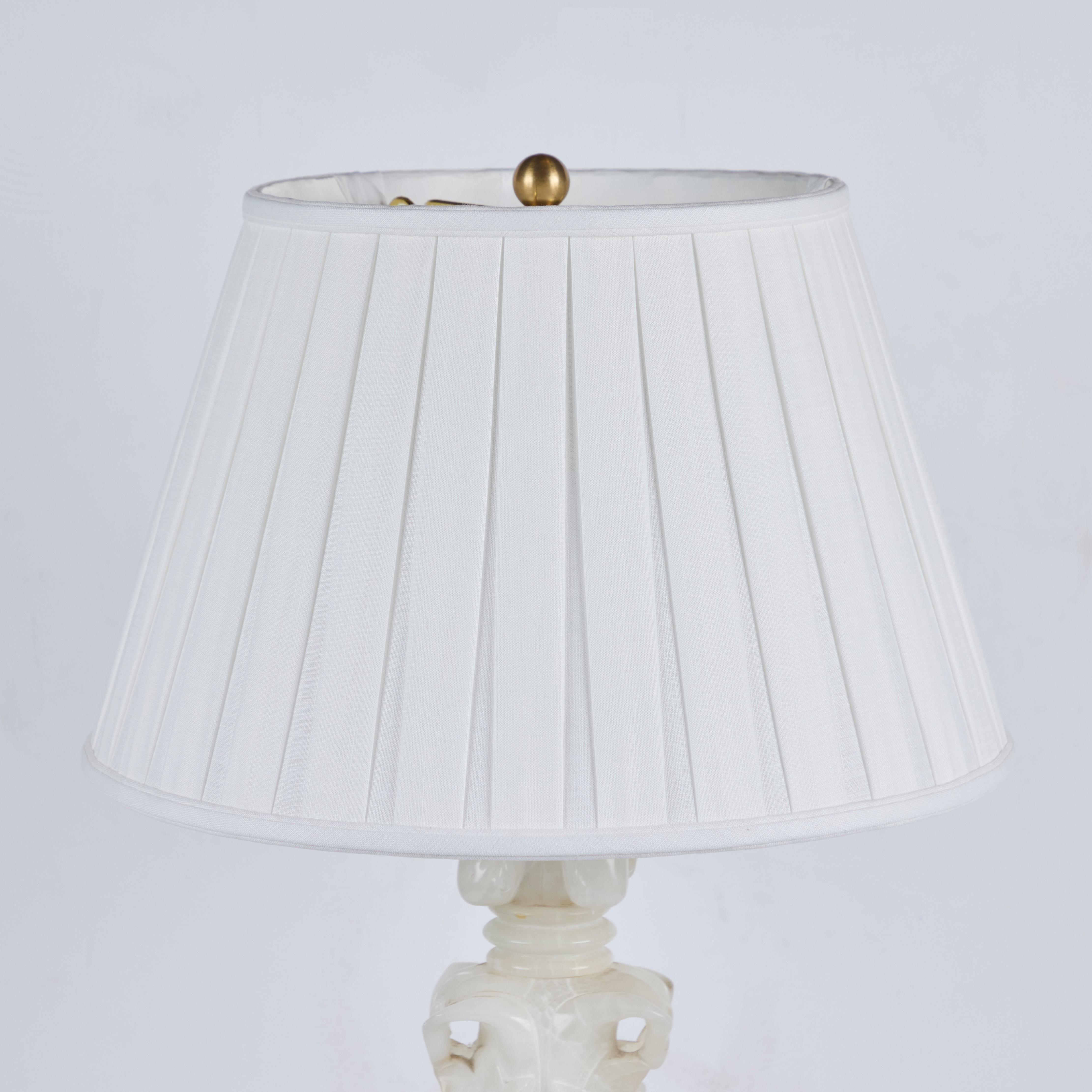 American Pair Marbro Company Hand-Carved Alabaster Lamps