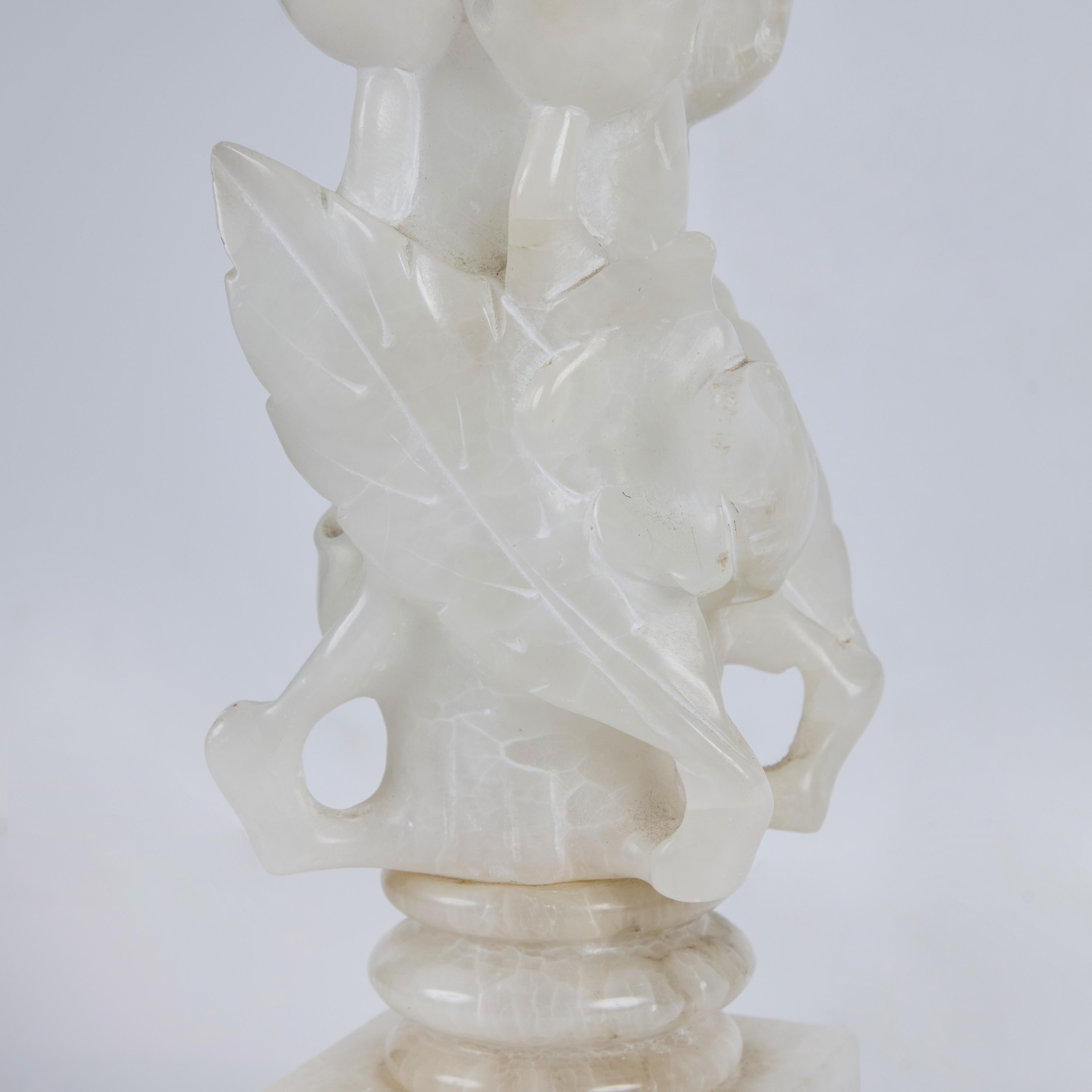 Mid-20th Century Pair Marbro Company Hand-Carved Alabaster Lamps