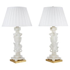 Pair Marbro Company Hand-Carved Alabaster Lamps