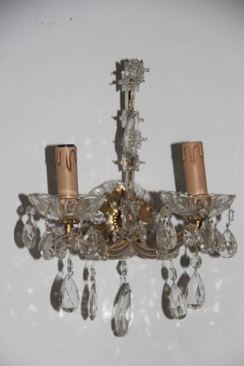 Pair of Maria Theresa sconces 1950s design Crystall.