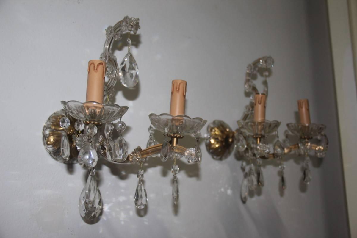 Mid-Century Modern Pair of Maria Theresa Sconces 1950s Design Crystall