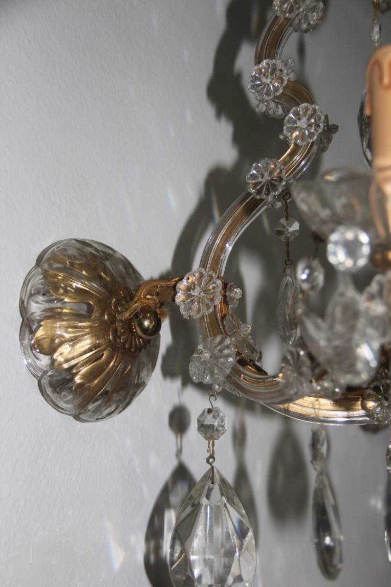 Pair of Maria Theresa Sconces 1950s Design Crystall In Good Condition In Palermo, Sicily