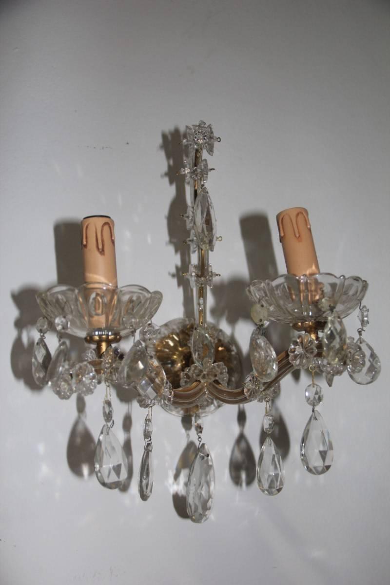 Pair of Maria Theresa Sconces 1950s Design Crystall 2