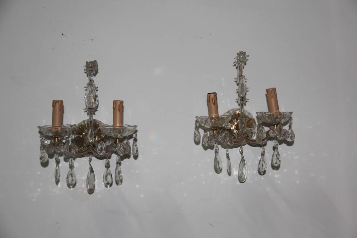 Pair of Maria Theresa Sconces 1950s Design Crystall 3