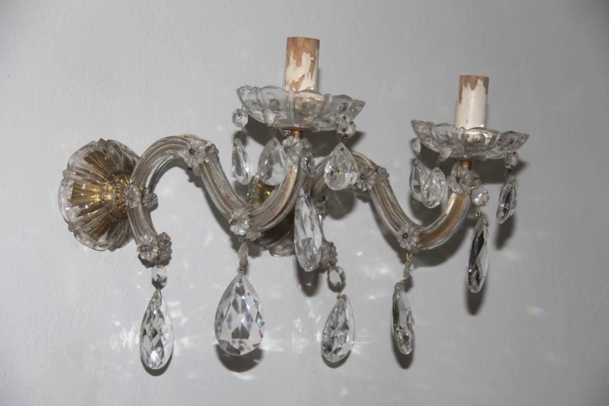 Mid-20th Century Pair of Maria Theresa Sconces Crystal Design, 1950s For Sale