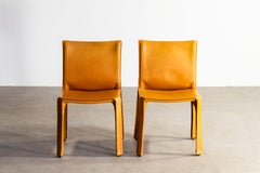 Pair Mario Bellini CAB 412 Chairs in Cognac Saddle Leather for Cassina, Italy