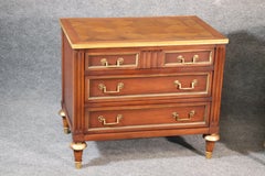 Pair of Marquetry Bronze Mounted French Directoire Louis XVI Style Night Stands