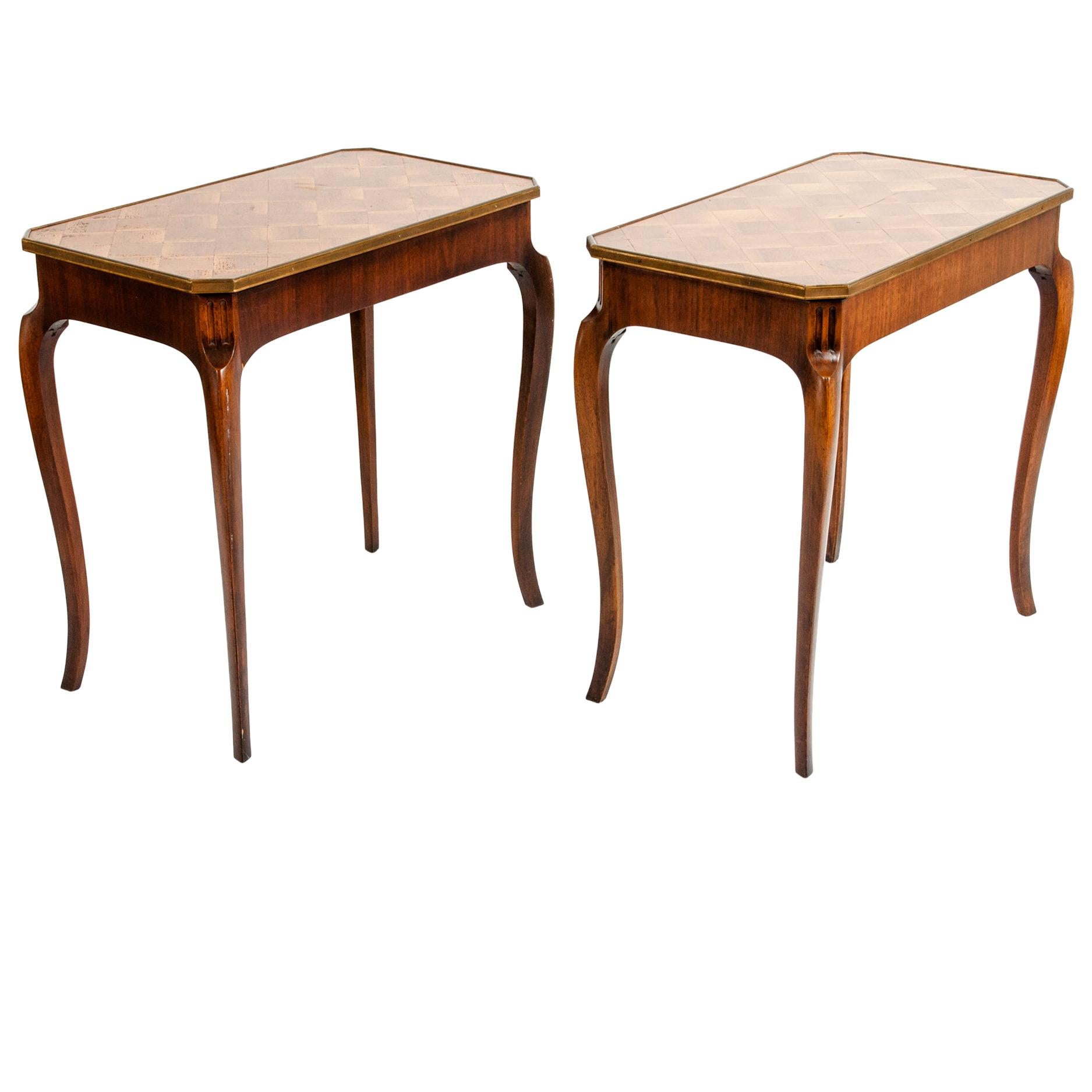 Pair Marquetry Side / End Table