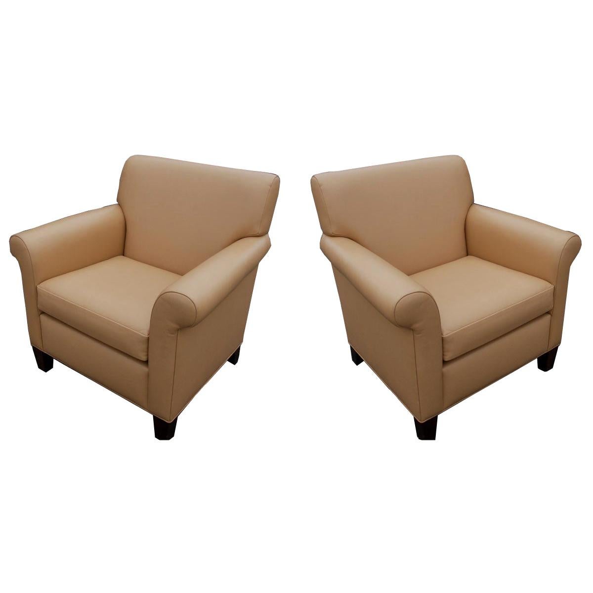 Pair Martin Brattrud Leather Collection Lounge Chairs