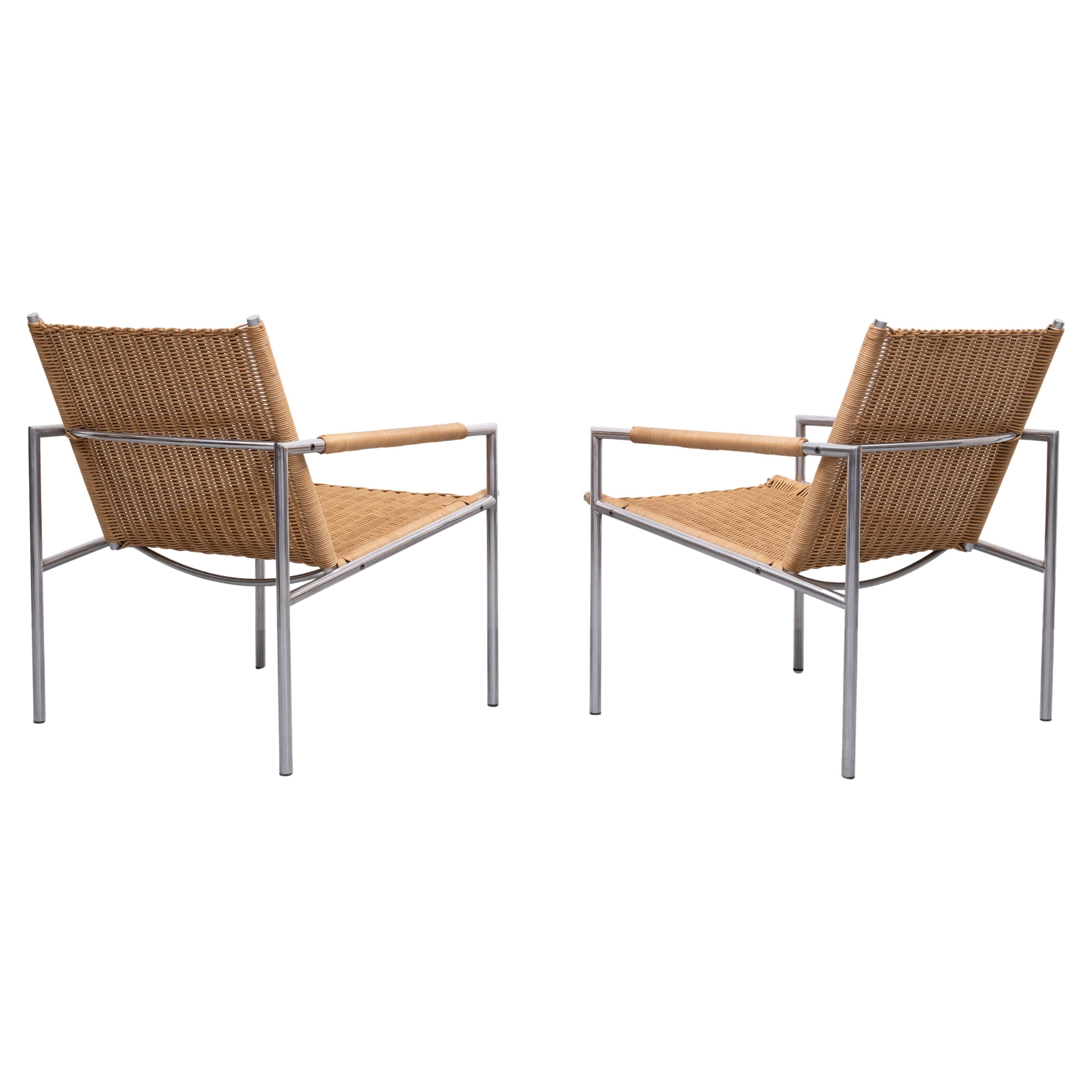 Osier paire  Martin Visser SZ01 Easy Chairs for 't Spectrum, 1960 Hollande en vente