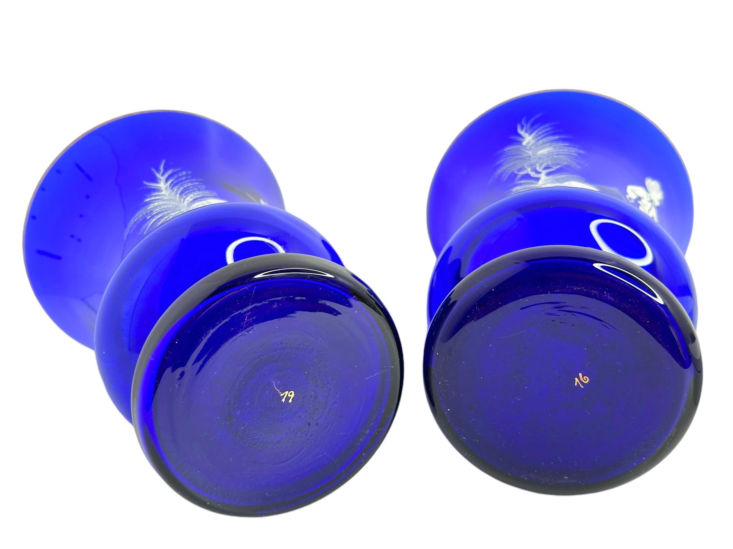 Pair Mary Gregory Enamel Glass Goblets, Antique, German, 1920s For Sale 4